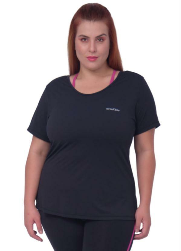 Sporting Way Fitness - Camiseta Tapa Bumbum Manga Curta Plus Size Preto