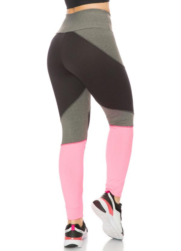 Janfer - Legging Cinza/Rosa com Bolso no Cós 2