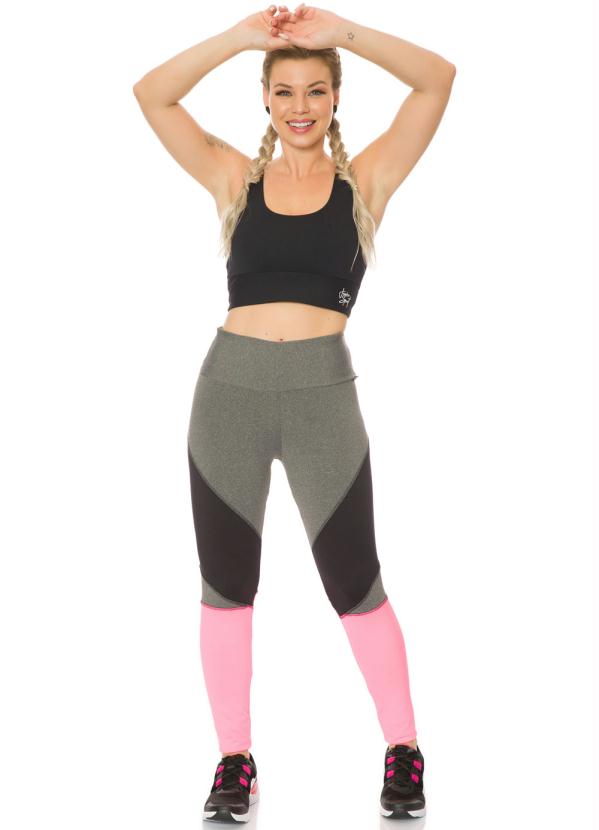 Janfer - Legging Cinza/Rosa com Bolso no Cós 3