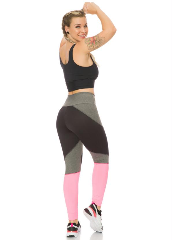 Janfer - Legging Cinza/Rosa com Bolso no Cós 4