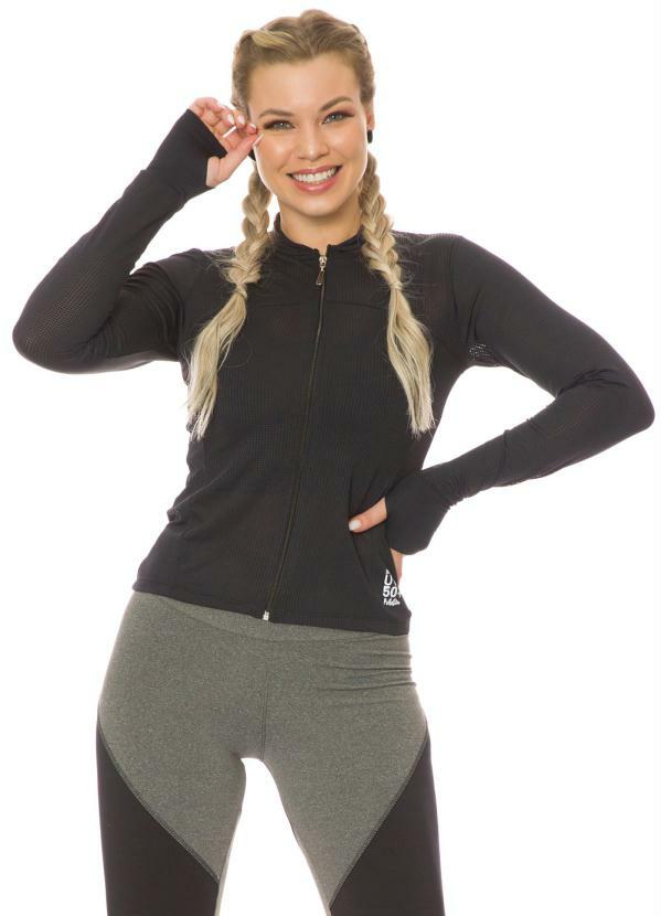 Janfer - Jaqueta Dry Fit com Zíper Preto