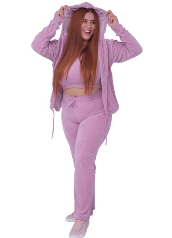 Sporting Way Fitness - Agasalho Plush Peluciada Plus Size Rosa
