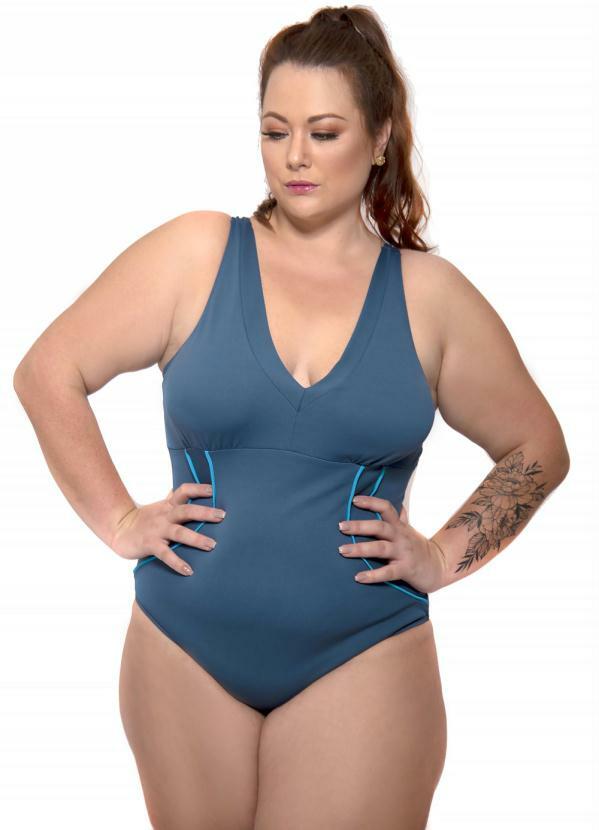 Sporting Way Fitness - Maiô para Natação Plus Size Azul Petroleo