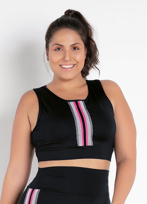 Top Preto Com Faixa Neon Plus Size Ralalinda Multimarcas