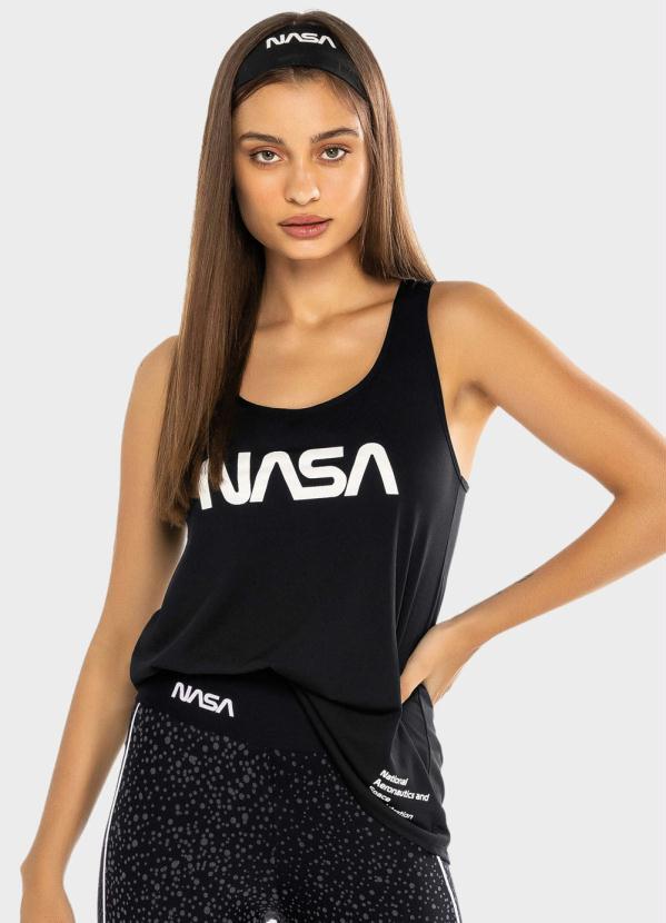 Enfim - Blusa Preta Nasa Nadador Dry