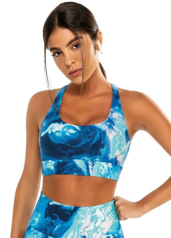 Enfim - Top Azul Nadador Tie Dye Lycra®