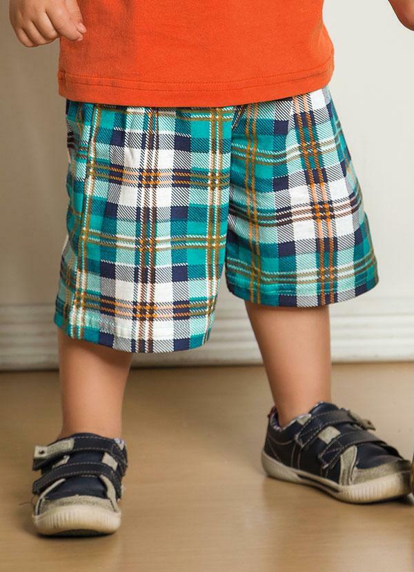 Moda Pop - Conjunto Bebê Menino Laranja e Xadrez 4