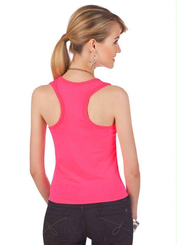 Blusa Regata Juvenil Rosa Fluorescente Queima de Estoque