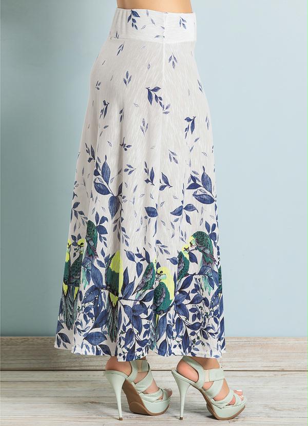 Outlet - Saia Longa Juvenil Branco Estampa Floral 2