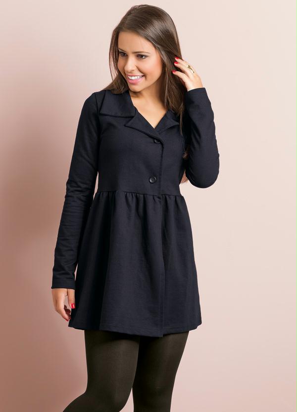 Outlet - Sobretudo Juvenil Fechamento de Botão Preto