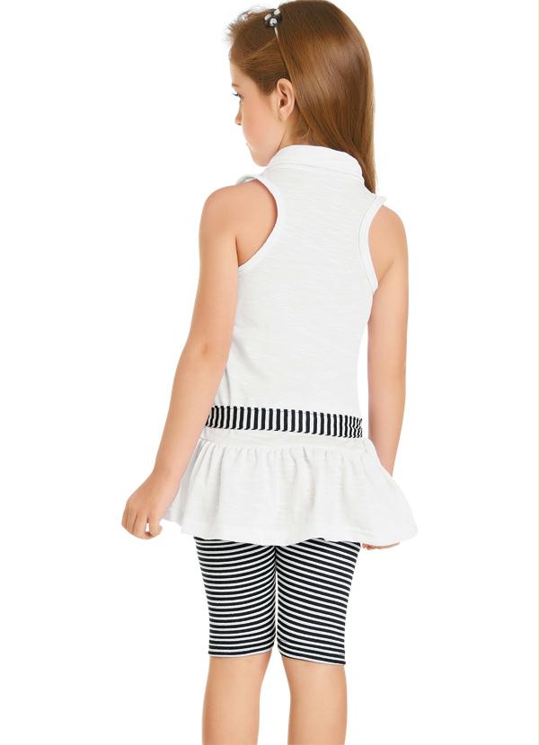 Outlet - Conjunto Infantil Blusa e Legging Branco/Preto 2