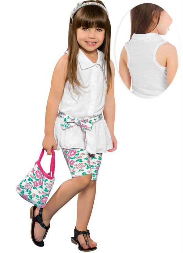 Outlet - Conjunto Infantil Branco e Flora