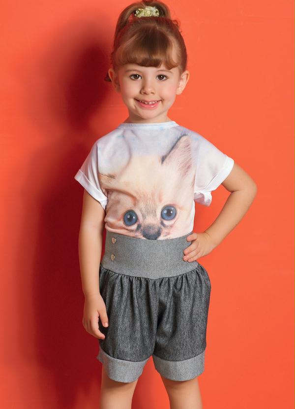 Outlet - Conjunto Infantil Feminina Branca,Jeans