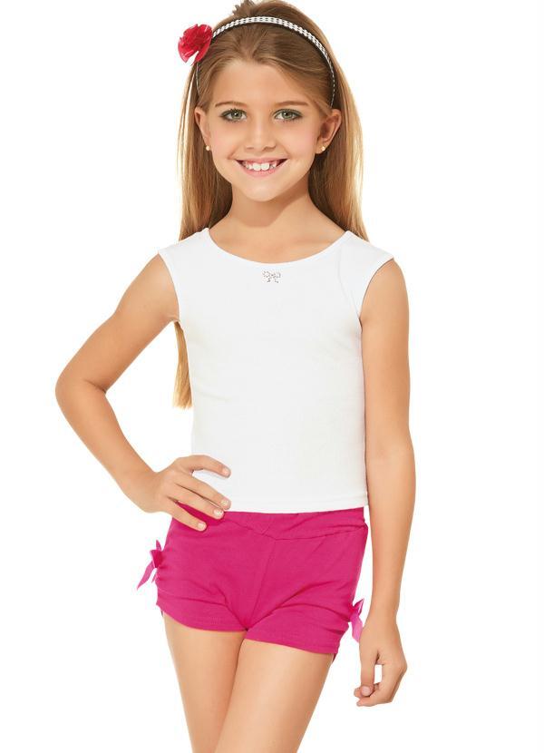 Moda Pop - Conjunto Infantil Menina Branco/Pink