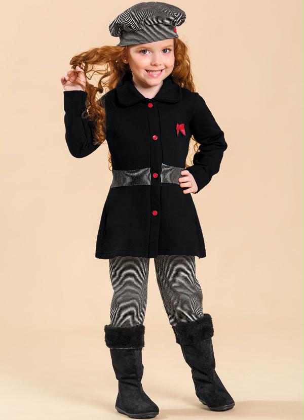 Outlet - Conjunto Infantil Menina Preto e Branco