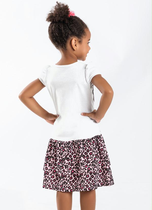 Moda Pop - Vestido Infantil  Branco e Rosa 2