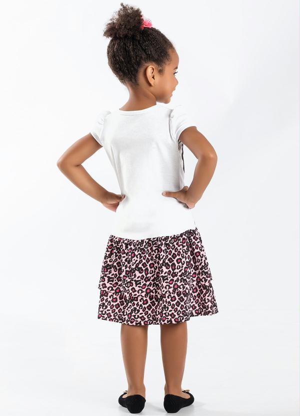 Moda Pop - Vestido Infantil  Branco e Rosa 4