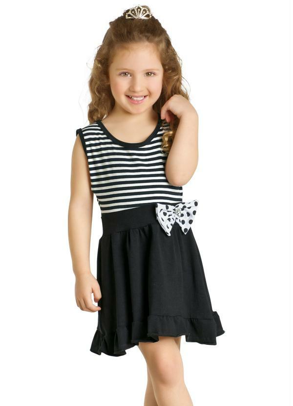 Outlet - Vestido Listrado Infantil Menina