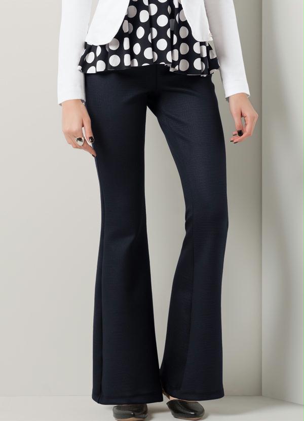 calça flare poliester elastano