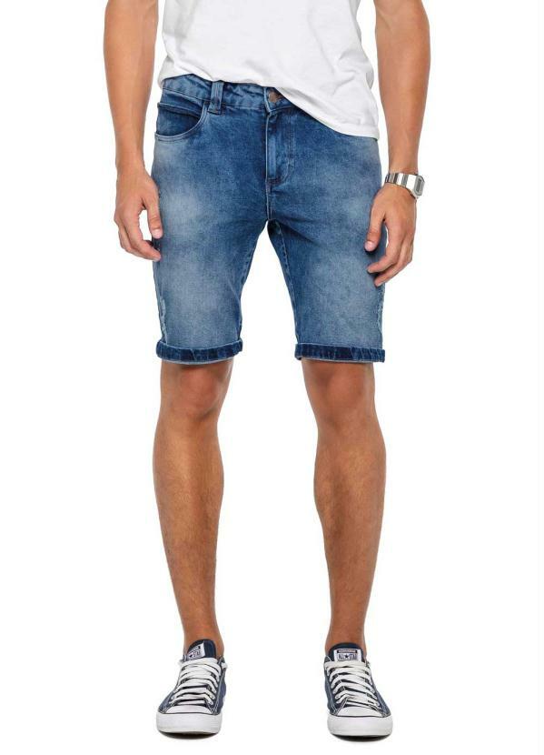 Enfim - Bermuda Azul Escuro Slim em Jeans Índigo