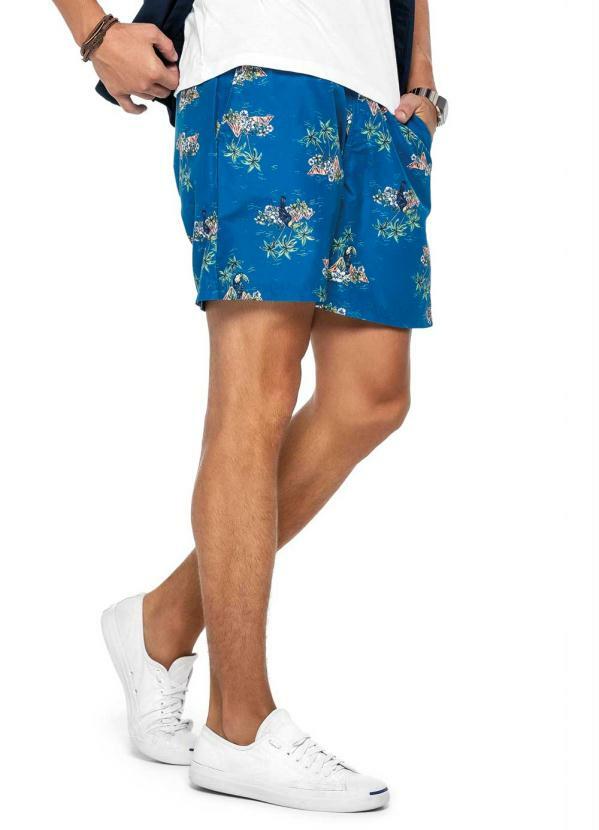 Enfim - Bermuda Azul Royal Estampa Tropical