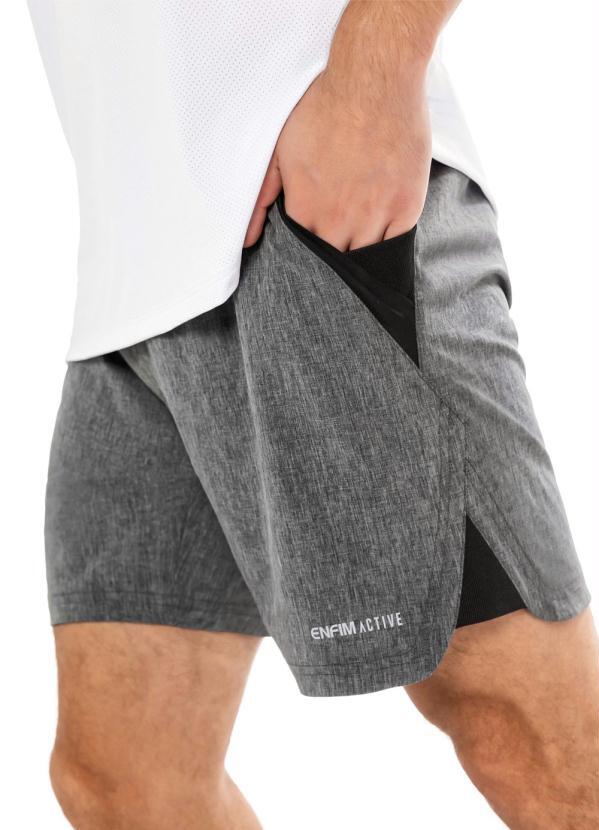 Enfim - Bermuda Cinza Escuro em Nylon com Aplique