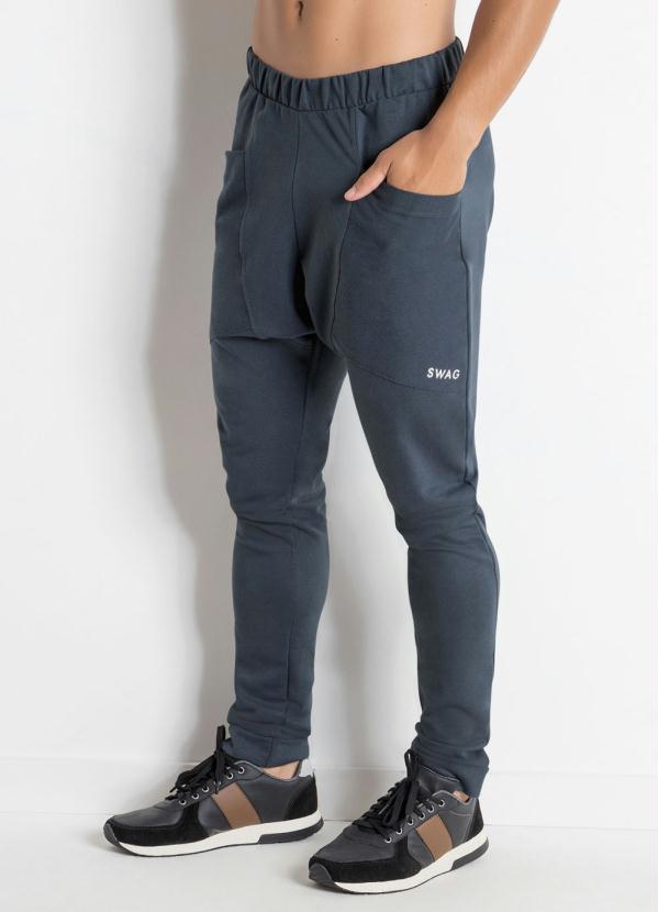 Outlet - Calça em Moletinho Marinho com Bolsos 3