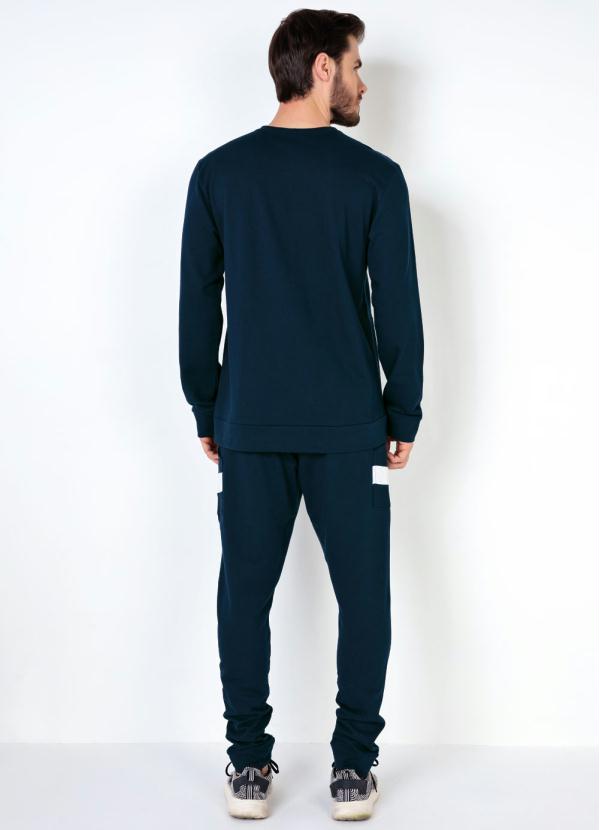 Outlet - Calça Marinho Moletinho com Bolsos Recortados 4