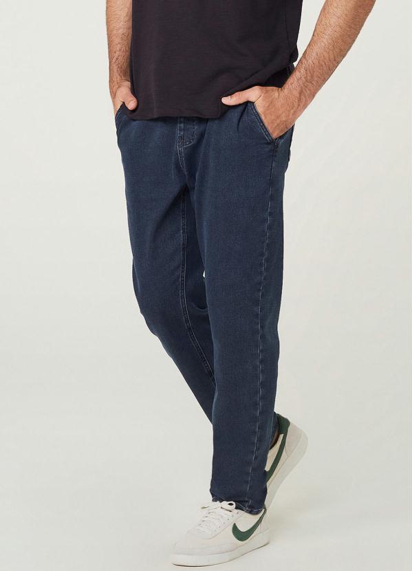 Hering - Calça Masculina Moletom Jeans de Algodão e Elastano Azul