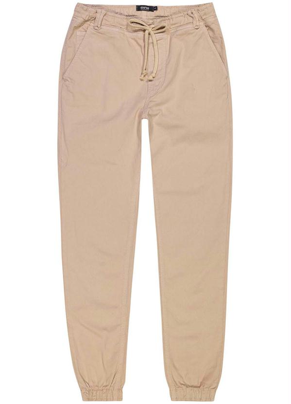 Enfim - Calça Bege Jogger em Sarja Masculina 3