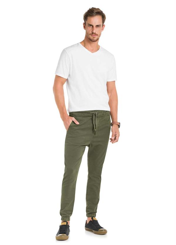 Hangar 33 - Calça Sarja Jogging com Elastano Verde 3