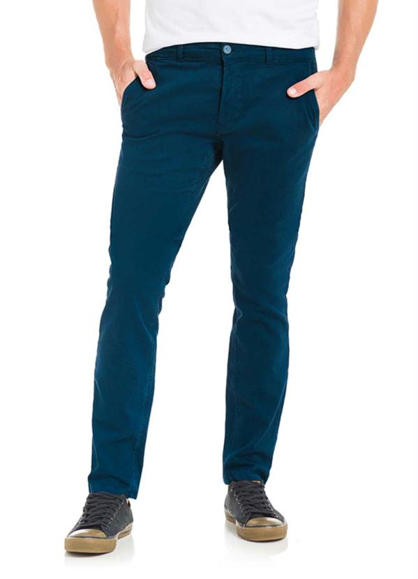 Hangar 33 - Calça Sarja Slim com Elastano Denim Malha Azul 1