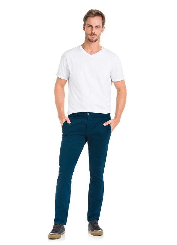 Hangar 33 - Calça Sarja Slim com Elastano Denim Malha Azul 3