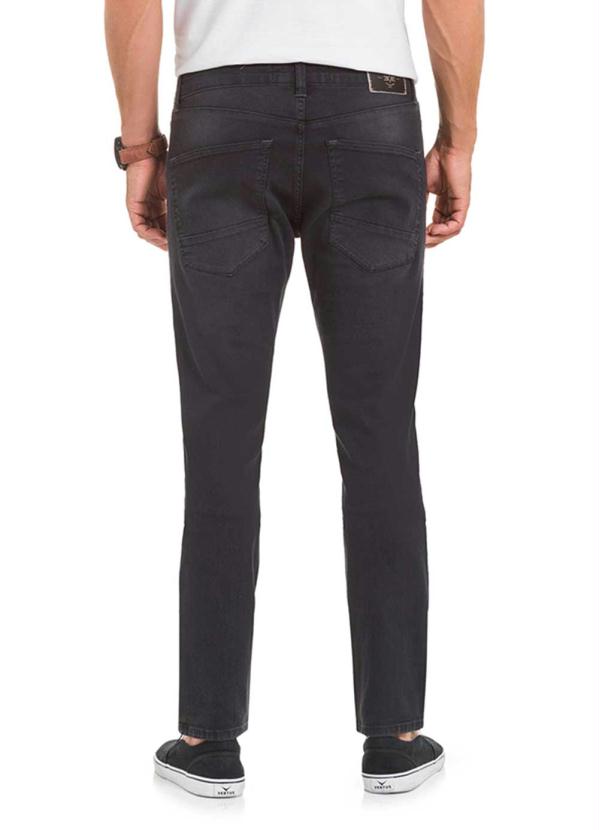 Hangar 33 - Calca Sarja Slim com Elastano Tingida Preto 2