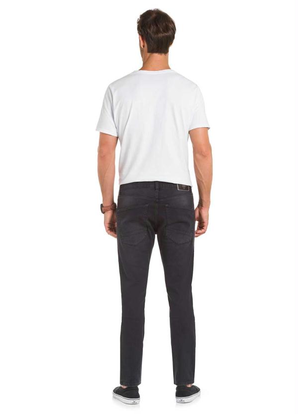 Hangar 33 - Calca Sarja Slim com Elastano Tingida Preto 4