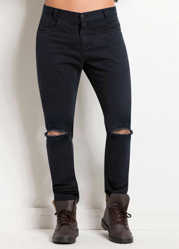 Outlet - Calça Skinny Preta Destroyed com Bolsos 5