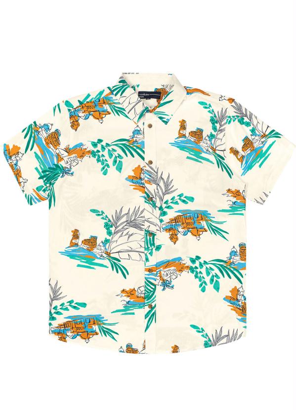 Rovitex - Camisa Masculina Estampada Bege