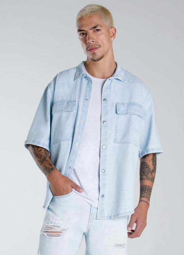 Enfim - Camisa Oversized Jeans Azul