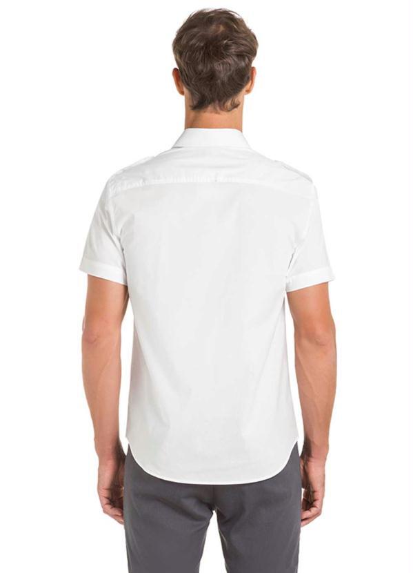 Hangar 33 - Camisa Tecido Plano Modelo Piloto Slim FitBranco 2