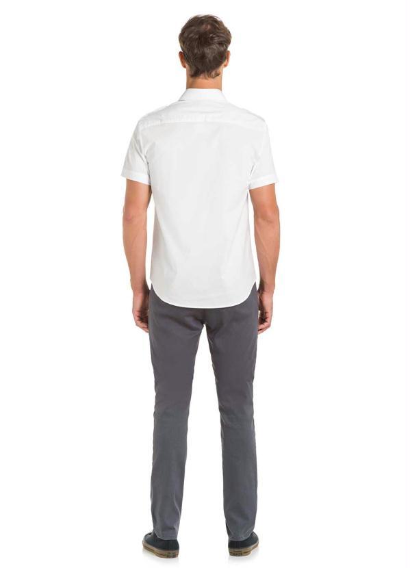 Hangar 33 - Camisa Tecido Plano Modelo Piloto Slim FitBranco 4