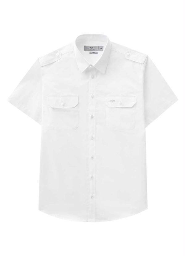 Hangar 33 - Camisa Tecido Plano Modelo Piloto Slim FitBranco 6