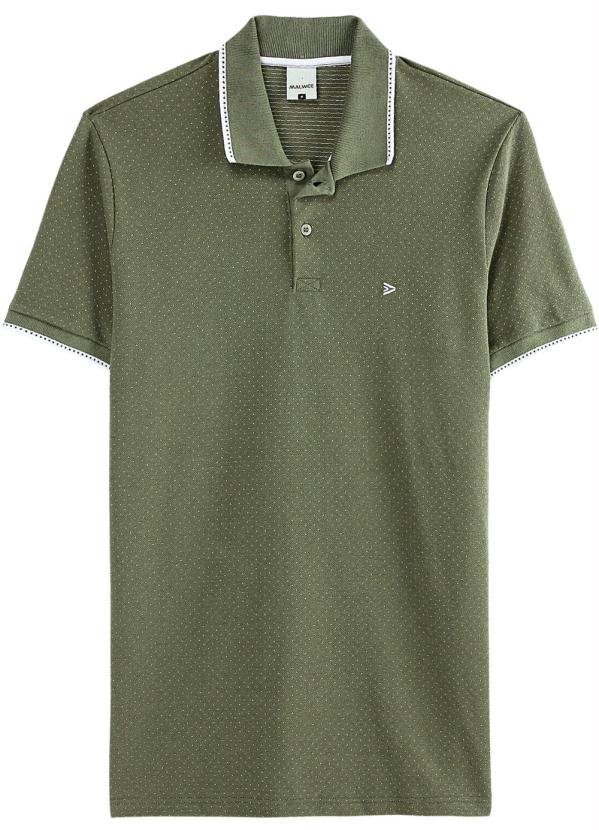Malwee - Camisa Verde Militar Polo Slim em Piquê