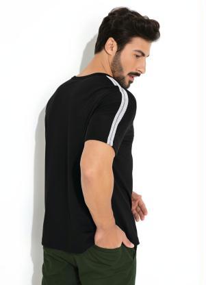 Moda Pop - Camiseta Preta com Botões - MODA POP