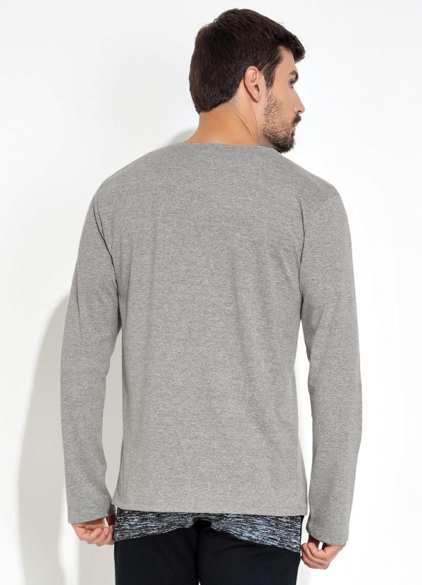 Moda Pop - Camisa com Estampa na Frente Mescla Cinza 2