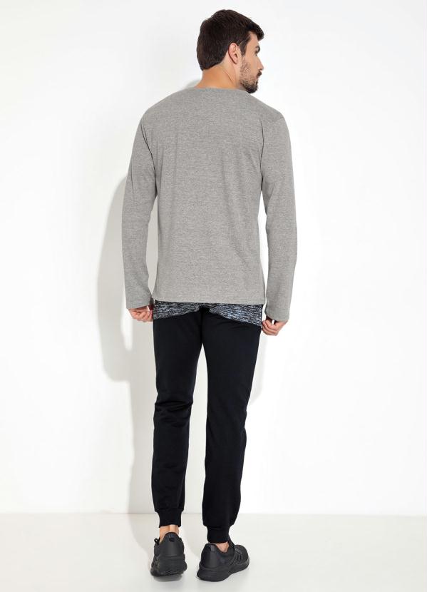 Moda Pop - Camisa com Estampa na Frente Mescla Cinza 4