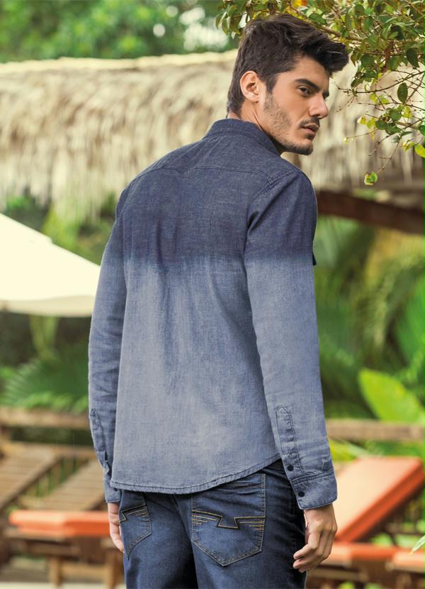 Outlet - Camisa Jeans Actual com Lavação em Tie Dye 2