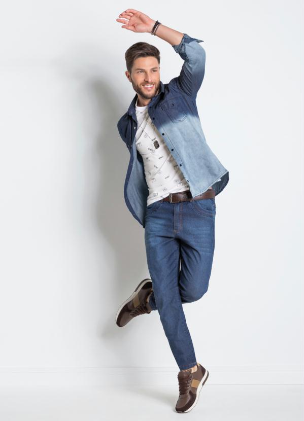 Outlet - Camisa Jeans Actual com Lavação em Tie Dye 4