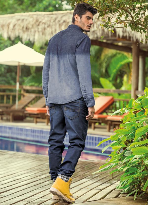 Outlet - Camisa Jeans Actual com Lavação em Tie Dye 5
