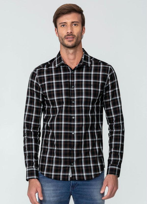 Hangar 33 - Camisa Manga Longa Super Slim Marrom