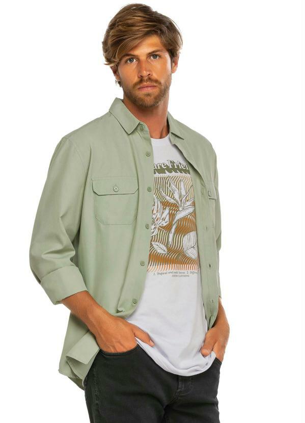 Enfim - Camisa Verde Claro Tradicional em Algodão